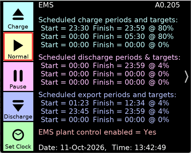 Main settings pane (EMS)